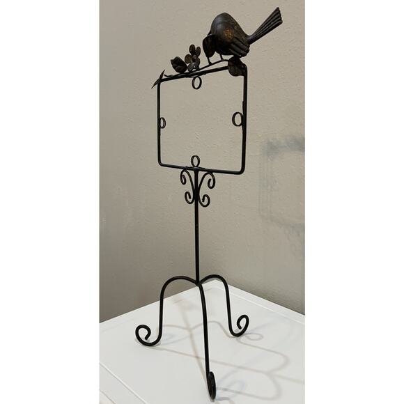 Vtg Wrought Iron Bird Floral Picture Card Holder Tabletop Display Stand Photos - Picture 4 of 7